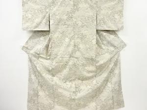 アンティーク　山里風景模様織り出し手織り紬着物